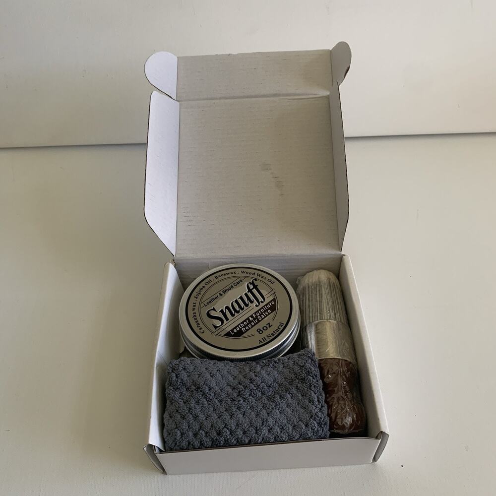 Snauff Leather & Furniture Repair Salve Kit 8 oz All Natural w/Brush/Cloth New